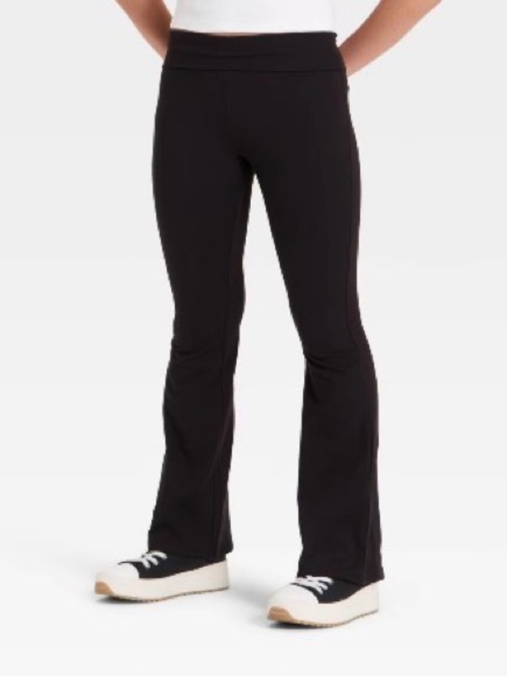 Girls' Foldover Waist Flare Leggings - art class™ - 2 pack Dark Gray